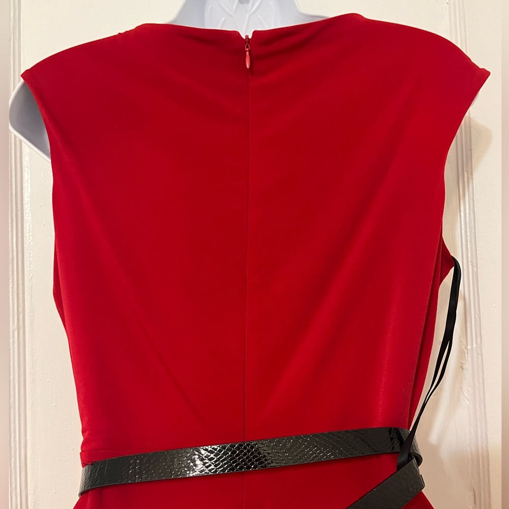 CALVIN KLEIN BELTED WRAP STYLE SLEEVELESS DRESS - Picture 5 of 6